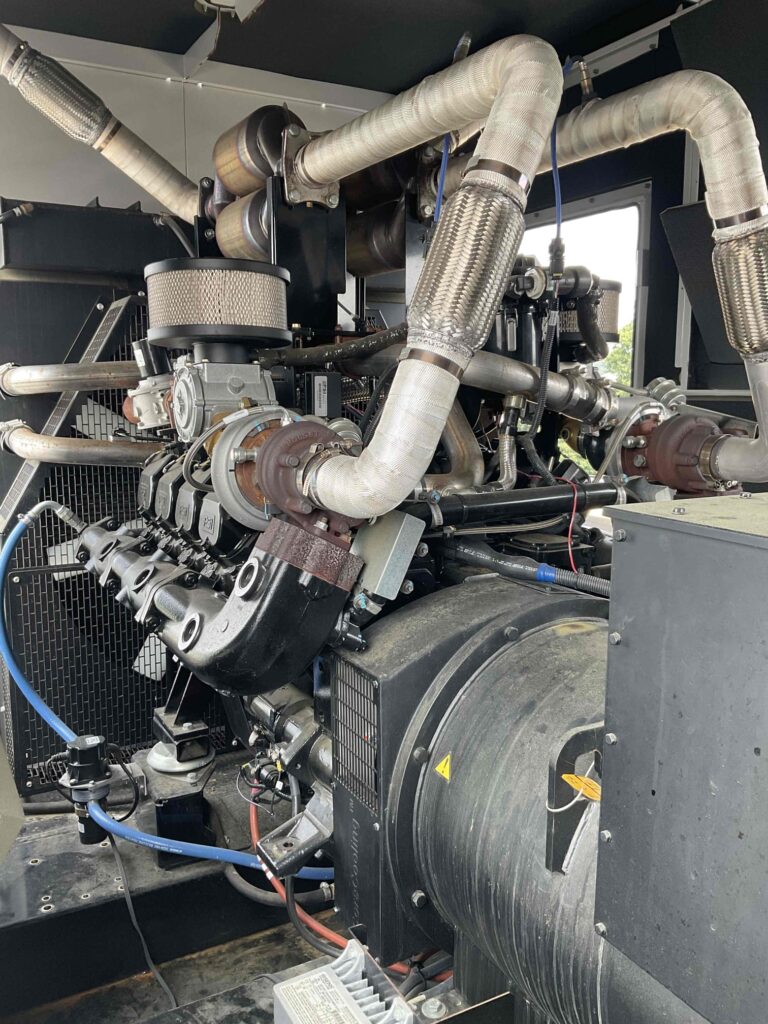 Close-up of a generator running during it's weekly generator exercise