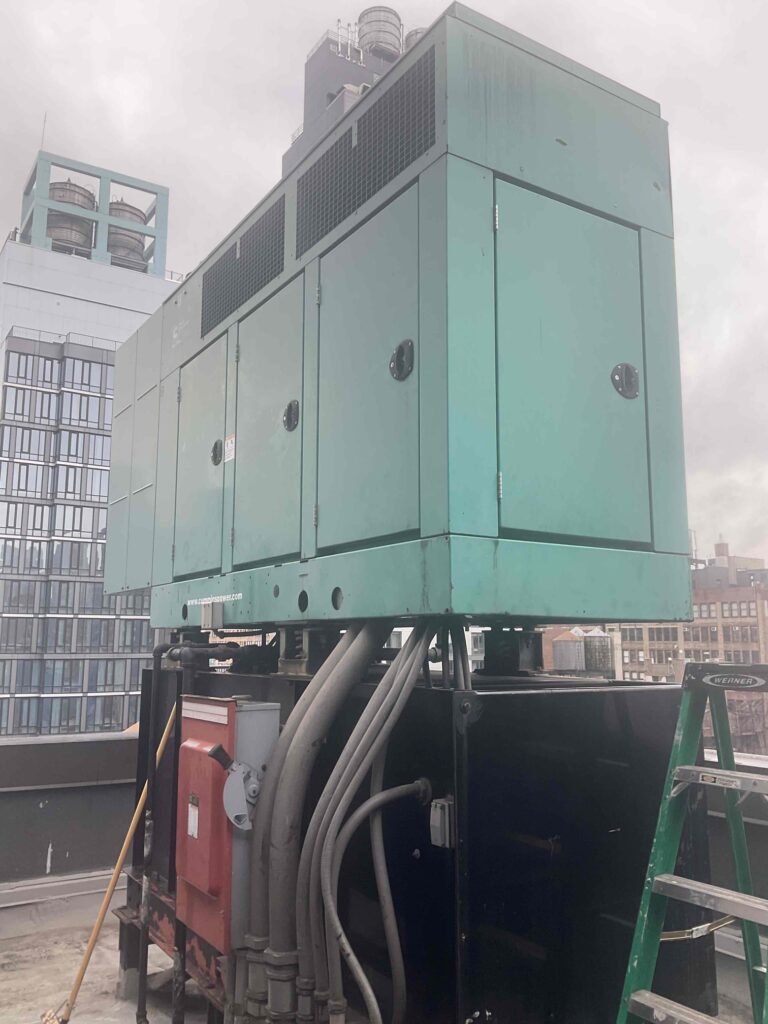 Rooftop generator in New York that provides backup power to the elevator and the rest of the hotel. 