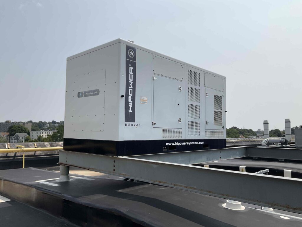 Rooftop generator providing backup power to a medical facility in Boston, MA
