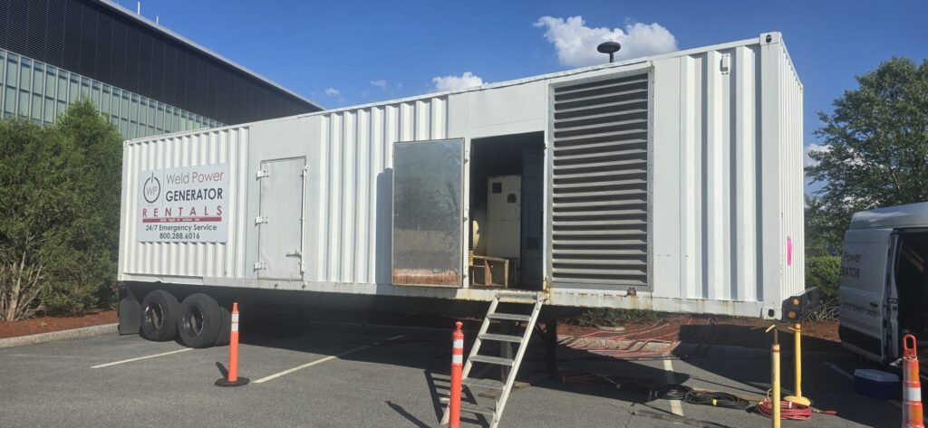 2 MegaWatt Rental generator providing power to a manufacturing facility in Connecticut.