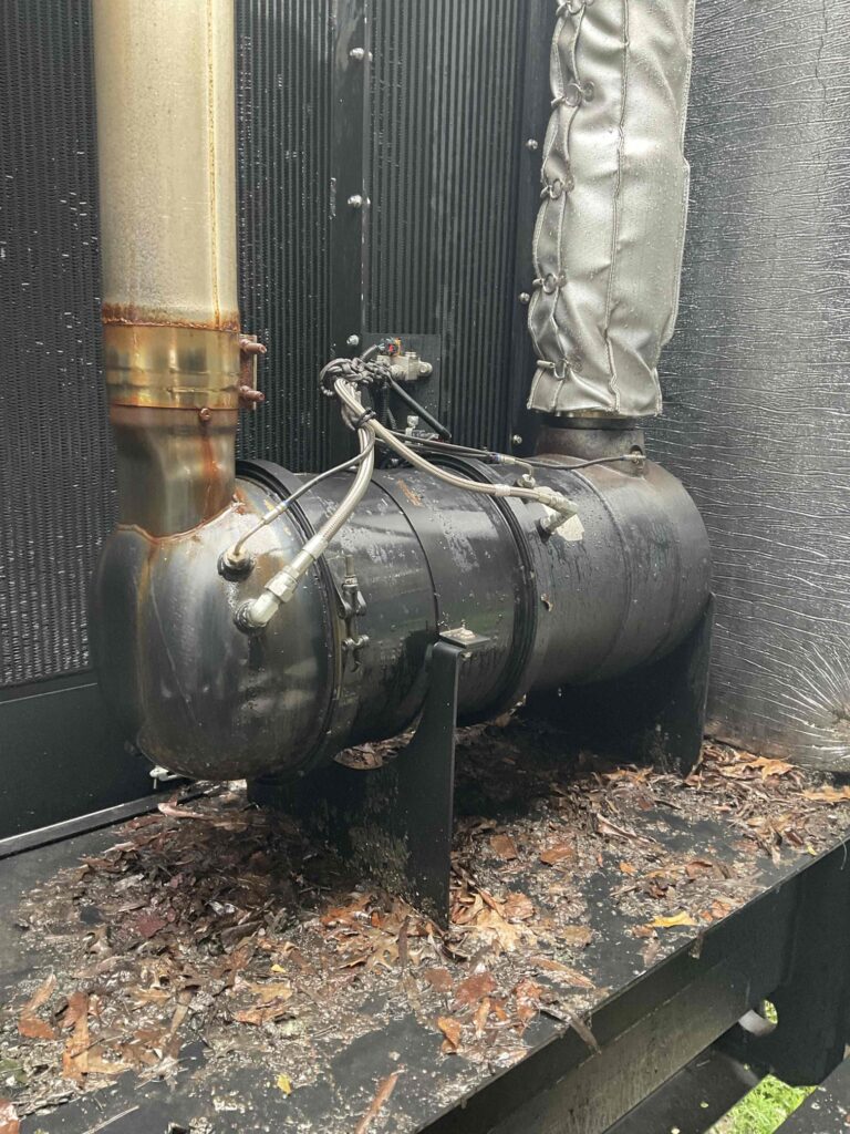 Diesel Particulate Filter (DPF) that is connected to an EPA Tier Rating 4 Final generator. System is reducing generator emissions.