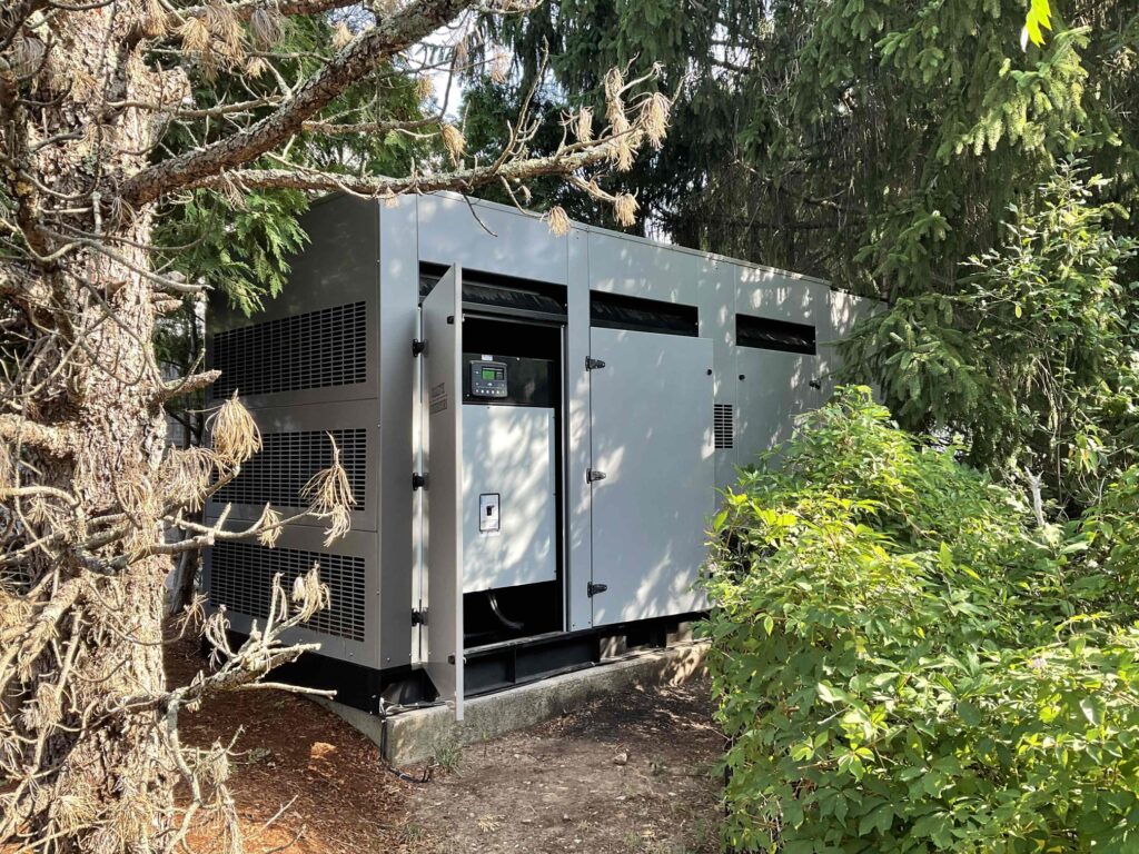 Commercial generator being prepped for oil change