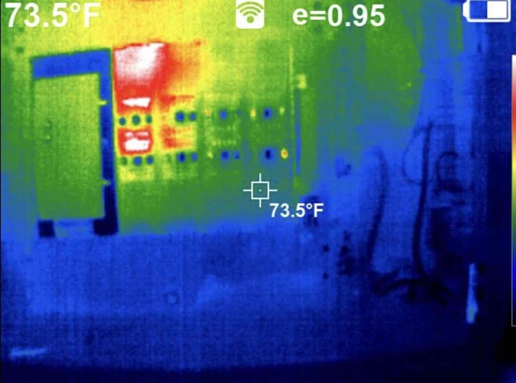 Thermal imaging of an automatic transfer switch (ATS) you can see that parts of the switch are unusually hot.