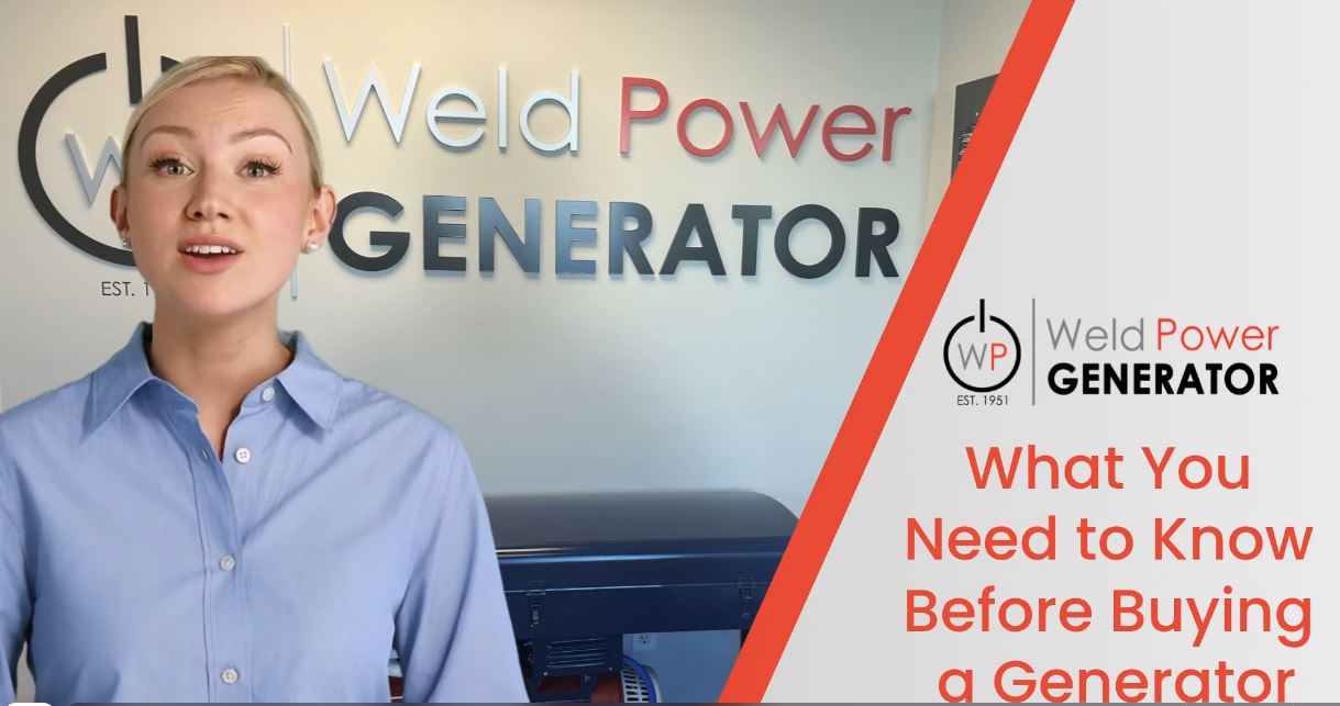 Weld Power Generator employee in the lobby of the business giving a presentation about buying a generator