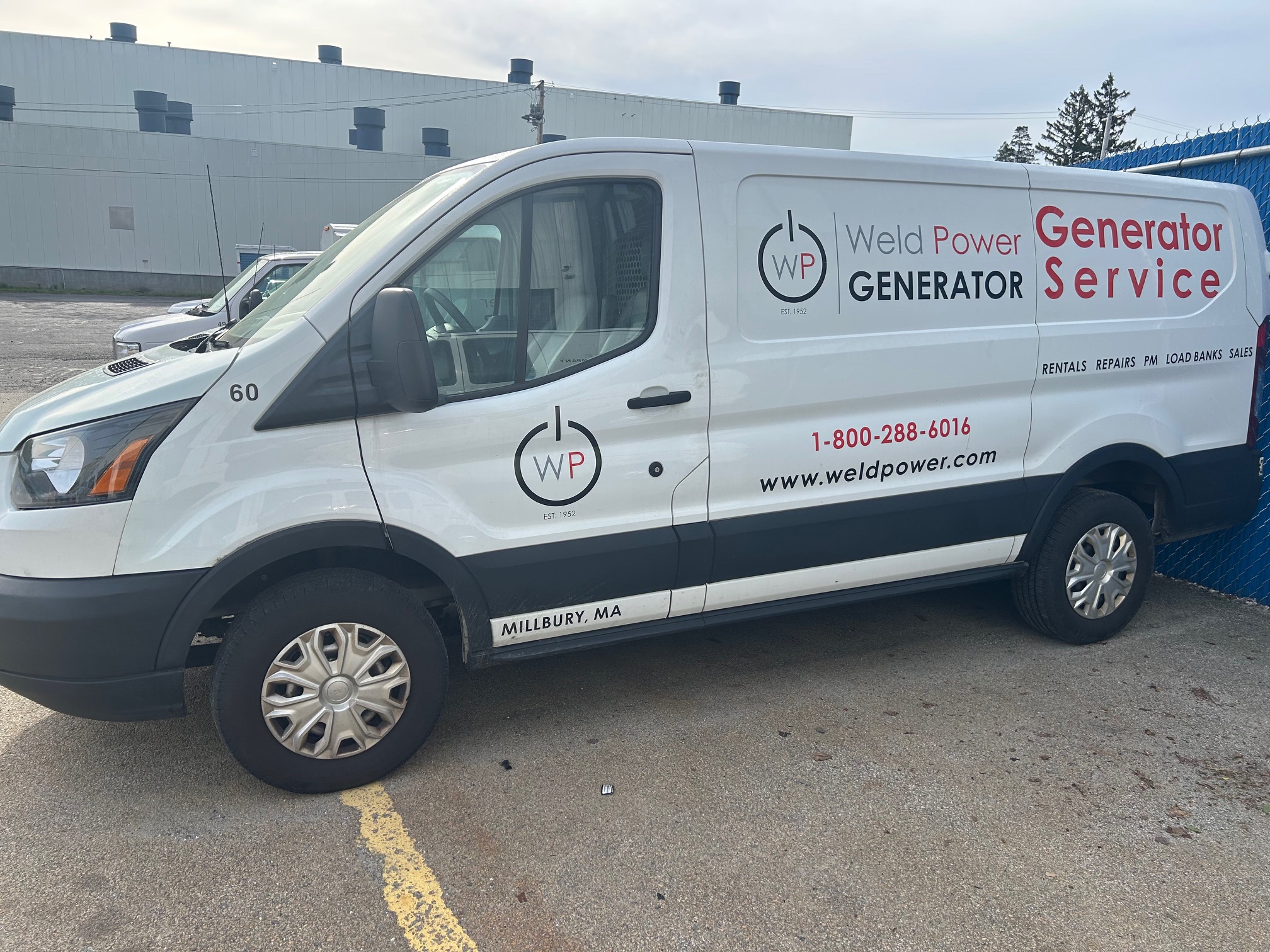 Weld Power Generator Service vehicle at our headquarters in Massachusetts awaiting an emergency service call.