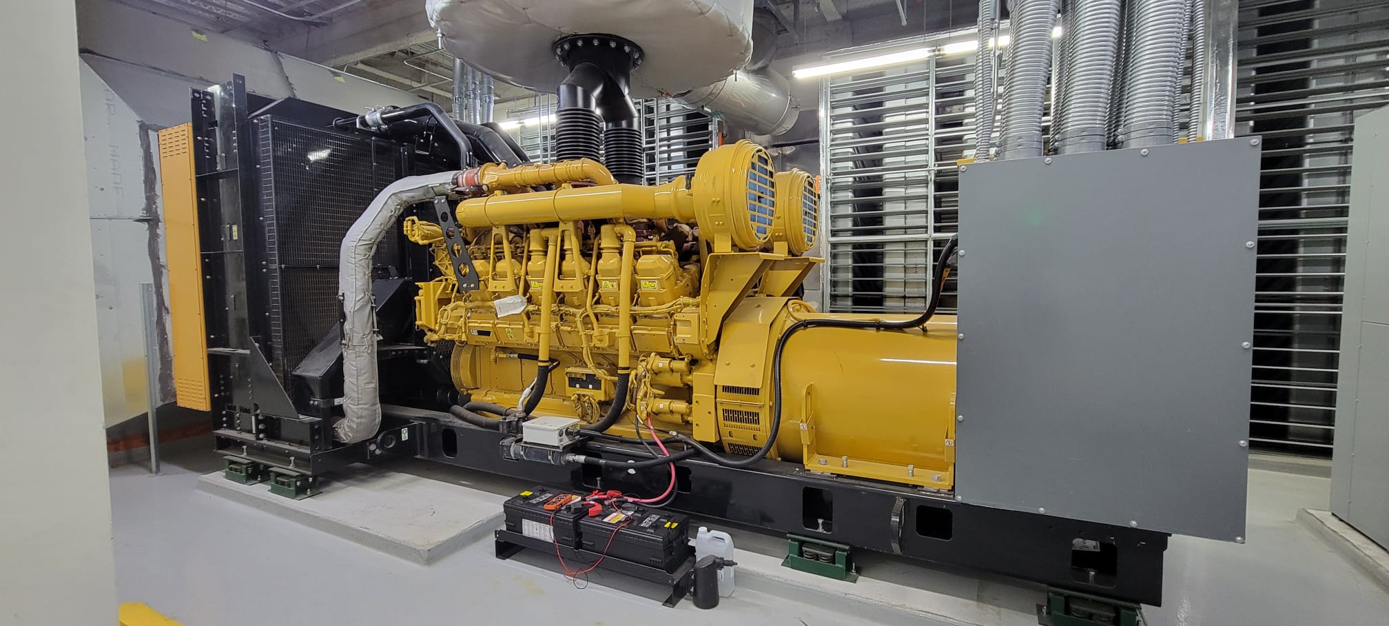 Caterpillar standby Generator providing back up power to a hospital during a power outage.