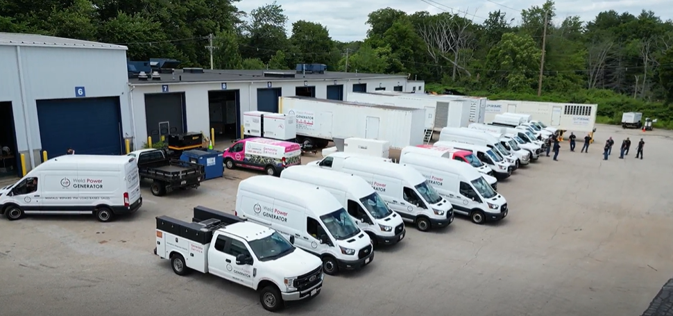 Weld Power Generator service vehicles, rental generators, and technicians ready to be dispatched at a moments notice. 